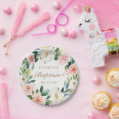 Blush Bloral Taufen Papierplatte Pappteller (Party)