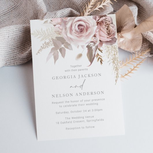 Blush Bloral Wedding Einladung