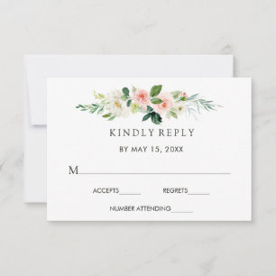 Blush Bloral Wedding RSVP Card