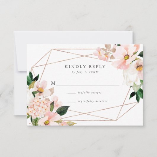 Blush Bloral Wedding RSVP Card (Vorderseite)
