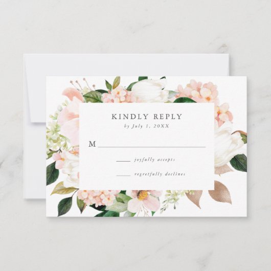 Blush Bloral Wedding RSVP Card (Vorderseite)