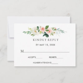 Blush Bloral Wedding RSVP Card Karte