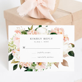Blush Bloral Wedding RSVP Card Karte