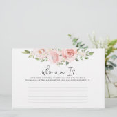 Blush Bloral Wer bin ich Brautparty Spiel Briefpapier (Stehend Vorderseite)
