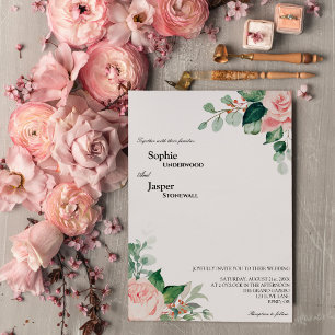 Blush Bloral White Wedding Einladung