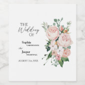 Blush Bloral White Wedding Label Weinetikett (Einzelnes Label)