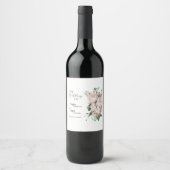 Blush Bloral White Wedding Label Weinetikett (Vorderseite)