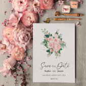 Blush Bloral White Wedding Save the Date