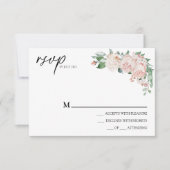 Blush Bloral White Wedding Simple RSVP Card (Vorderseite)