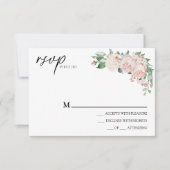 Blush Bloral White Wedding Simple RSVP Card Karte (Vorderseite)