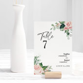 Blush Bloral White Wedding Tischnummer Card