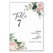 Blush Bloral White Wedding Tischnummer Card (Rückseite)