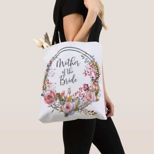 Blush Bloral Wreath Mutter der Bride Tote Tag Tasche (Von Nahem)