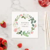 Blush Bloral Wreath Personalisiert Paper Napkins Serviette (Beispiel)