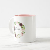Blush Bloral Wreath Personalisiert Zweifarbige Tasse (Vorderseite Links)