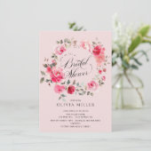 Blush Blossom Bridal Dusche Einladung (Stehend Vorderseite)