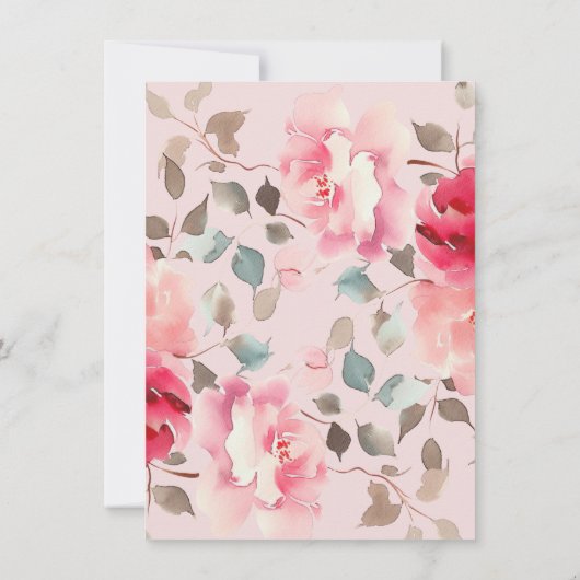 Blush Blossom Bridal Dusche Einladung (Rückseite)