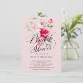 Blush Blossom Bridal Dusche Einladung (Stehend Vorderseite)
