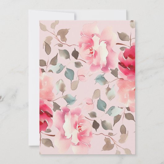 Blush Blossom Bridal Dusche Einladungen (Rückseite)