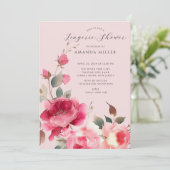Blush Blossom Bridal Lingerie Dusche Einladung (Stehend Vorderseite)