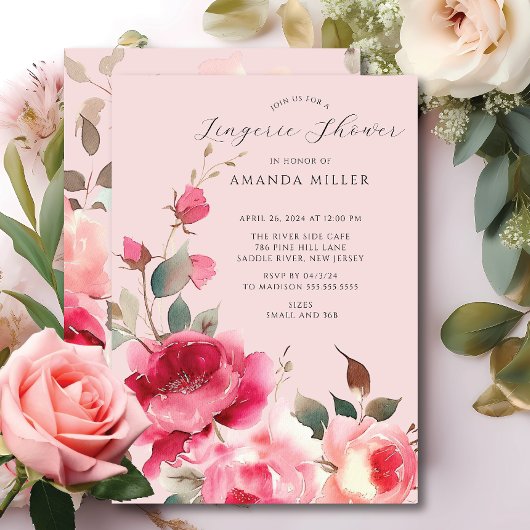 Blush Blossom Bridal Lingerie Dusche Einladung