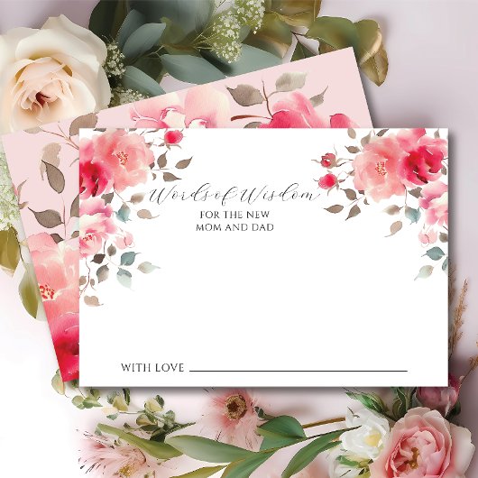 Blush Blossoms Baby Words of Wisdom Card Einladung