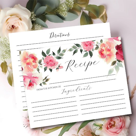 Blush Blossoms Brautparty Rezept-Karte Postkarte