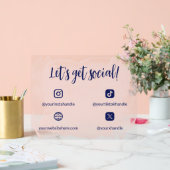 Blush & Blue Aquarellfarbe Sozial machen Acrylschild (Hochzeit)