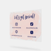 Blush & Blue Aquarellfarbe Sozial machen Acrylschild (Winkel)