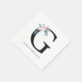 BLUSH BLUE BLACK BLLORAL ALPHABETS SCHREIBEN G SERVIETTE (Ecke)
