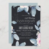 BLUSH BLUE BLUE FLORAL 25. JAHRESJAHRESJAHR EINLADUNG (Vorne/Hinten)