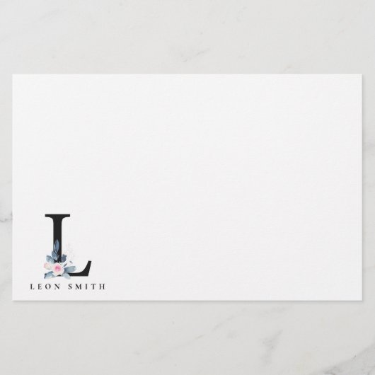 BLUSH BLUE BLUE FLORAL ALPHABETS NAME LETTER L BRIEFPAPIER (Vorderseite)