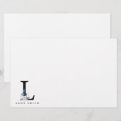 BLUSH BLUE BLUE FLORAL ALPHABETS NAME LETTER L BRIEFPAPIER (Vorne/Hinten)