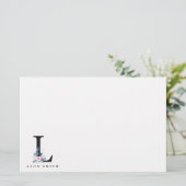 BLUSH BLUE BLUE FLORAL ALPHABETS NAME LETTER L BRIEFPAPIER (Stehend Vorderseite)