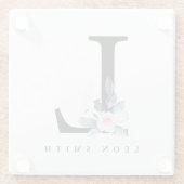 BLUSH BLUE BLUE FLORAL ALPHABETS NAME LETTER L GLASUNTERSETZER (Rückseite)