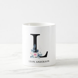 BLUSH BLUE BLUE FLORAL ALPHABETS NAME LETTER L KAFFEETASSE