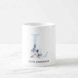 BLUSH BLUE BLUE FLORAL ALPHABETS NAME LETTER L KAFFEETASSE