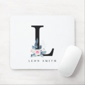 BLUSH BLUE BLUE FLORAL ALPHABETS NAME LETTER L MOUSEPAD (Mit Mouse)