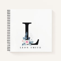 BLUSH BLUE BLUE FLORAL ALPHABETS NAME LETTER L