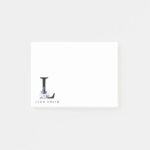 BLUSH BLUE BLUE FLORAL ALPHABETS NAME LETTER L POST-IT KLEBEZETTEL