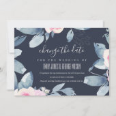 BLUSH BLUE BLUE FLORAL WEDD ÄNDERN DAS DATUM EINLADUNG (Vorderseite)