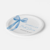 Blush Blue Bow Sie bindet das Brautparty des Knote Pappteller (Schrägansicht)