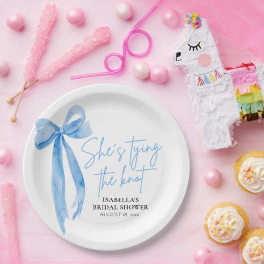 Blush Blue Bow Sie bindet das Brautparty des Knote Pappteller (Party)