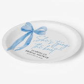 Blush Blue Bow Sie bindet das Brautparty des Knote Pappteller (Schrägansicht)