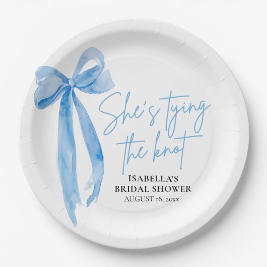 Blush Blue Bow Sie bindet das Brautparty des Knote Pappteller (Vorderseite)