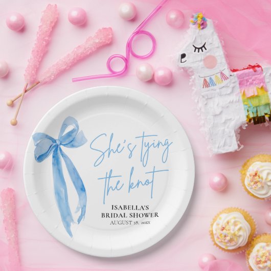 Blush Blue Bow Sie bindet das Brautparty des Knote Pappteller (Party)