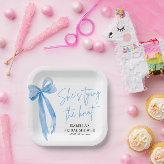 Blush Blue Bow Sie bindet das Brautparty des Knote Pappteller (Party)