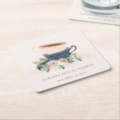 Blush Blue Cups Blumenkohl Brautparty Tee Party Rechteckiger Pappuntersetzer (angewinkelt)