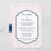 Blush Blue Damask Engagement Party Einladungen (Vorne/Hinten)