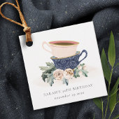 Blush Blue Flora Gestapelte Teebecher jedes Alter  Geschenkanhänger